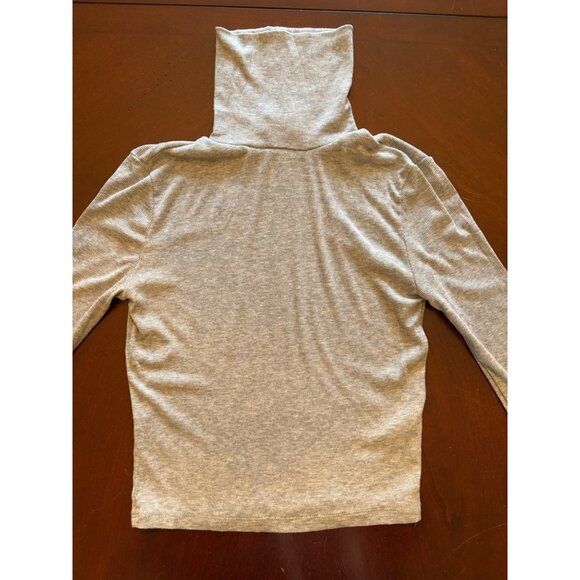 Sunday Best Ribbed Modal Turtleneck Long Sleeve Casual Top in Gray Size XS - Picture 7 of 10